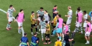 未来切尔西队友昆代和萨特帕耶夫欧冠赛后进行问候，后者赠送球衣